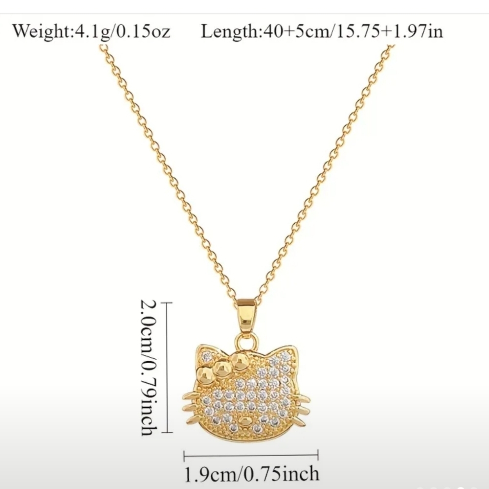 18k Gold Plated Hello Kitty Pendant Necklace - Picture 2 of 2